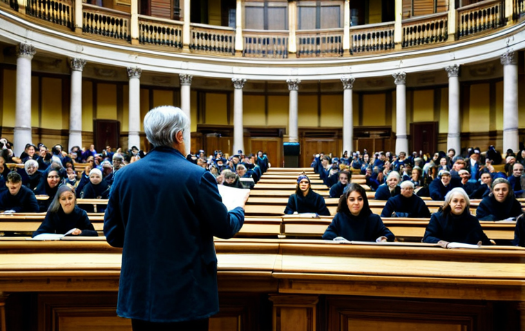 **
"A grand lecture hall at the Sorbonne University, fully clothed students taking notes during a lecture by a distinguished professor. The architecture is classic and impressive, fully clothed, safe for work, appropriate content, professional, modest, family-friendly, perfect anatomy, correct proportions, natural pose, well-formed hands, proper finger count, natural body proportions."