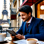 프랑스어 프랑스어와 AI 번역기 - **Prompt 1: Seamless AI Translation in a Parisian Cafe**
    "A vibrant, realistic image of a person...