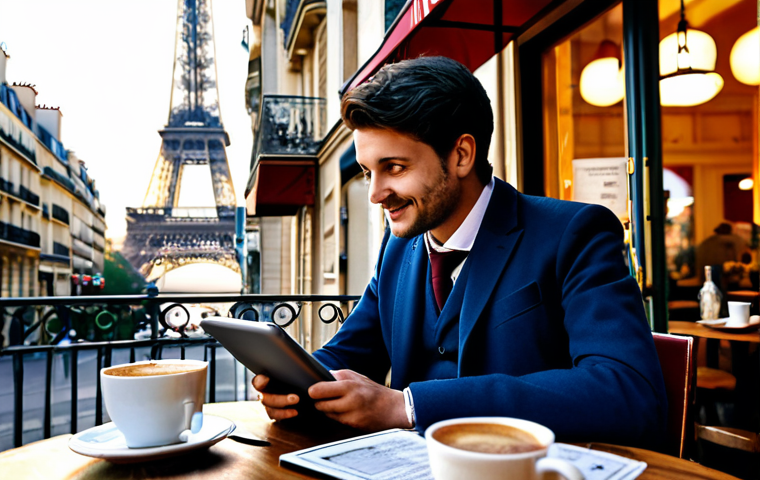 프랑스어 프랑스어와 AI 번역기 - **Prompt 1: Seamless AI Translation in a Parisian Cafe**
    "A vibrant, realistic image of a person...