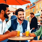 프랑스어 프랑스어 번역의 어려움 - **Prompt:** A vibrant digital illustration depicting four diverse individuals, each representing a d...